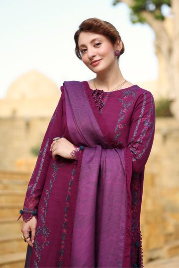 Lawn-3PC Embroidered with Digital Printed Jacquard Dupatta-5043 - QQ