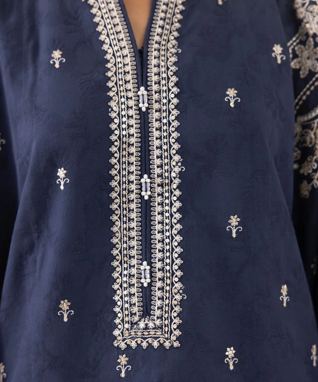 Dhanak-3PC Embroidered Shirt with Digital Printed Wool Shawl - 3511 - QQ