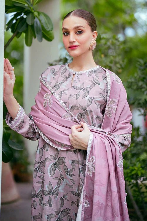 3PC-Printed Lawn Zarri Shirt With Voile Printed Dupatta-1522 - QQ