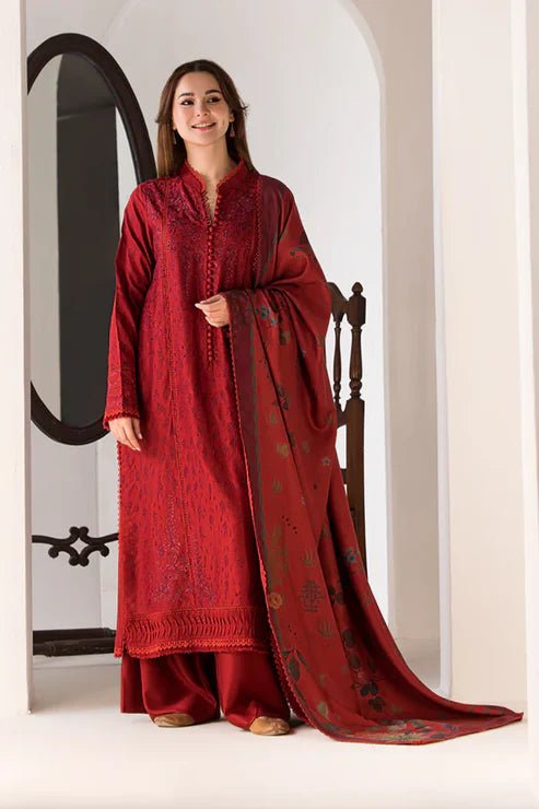 3PC LAWN EMBROIDERED SHIRT WITH DIGITAL PRINTED JACQUARD DUPATTA-5005 - QQ