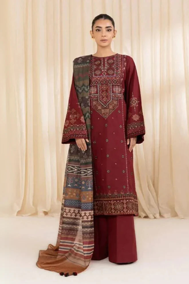 Lawn-3PC Embroidered Shirt with Digital Printed Jacquard Dupatta-5066