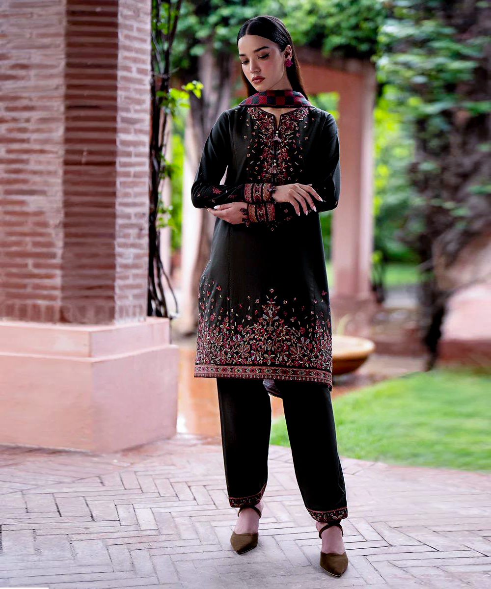JAZMIN 3PC Dhanak Embroidered Shirt With Printed Dupatta-678 - QQ