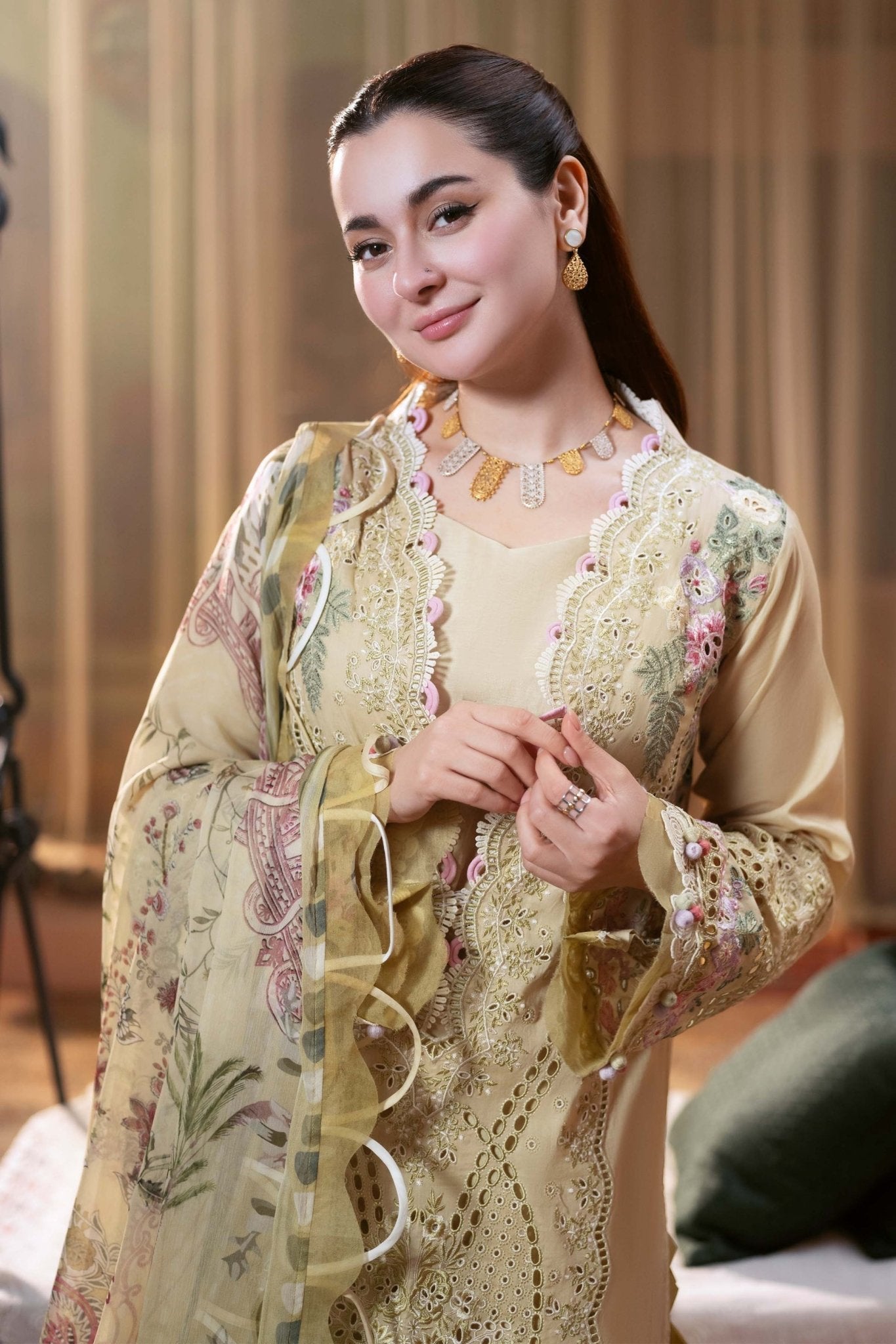 Dhanak-3PC Embroidered Shirt with Digital Printed Wool Shawl-3333 - QQ