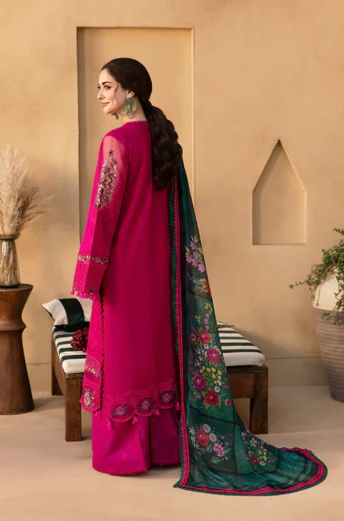 3PC Lawn Embroidered Shirt With Digital Printed Jacquard Dupatta- 5038 - QQ
