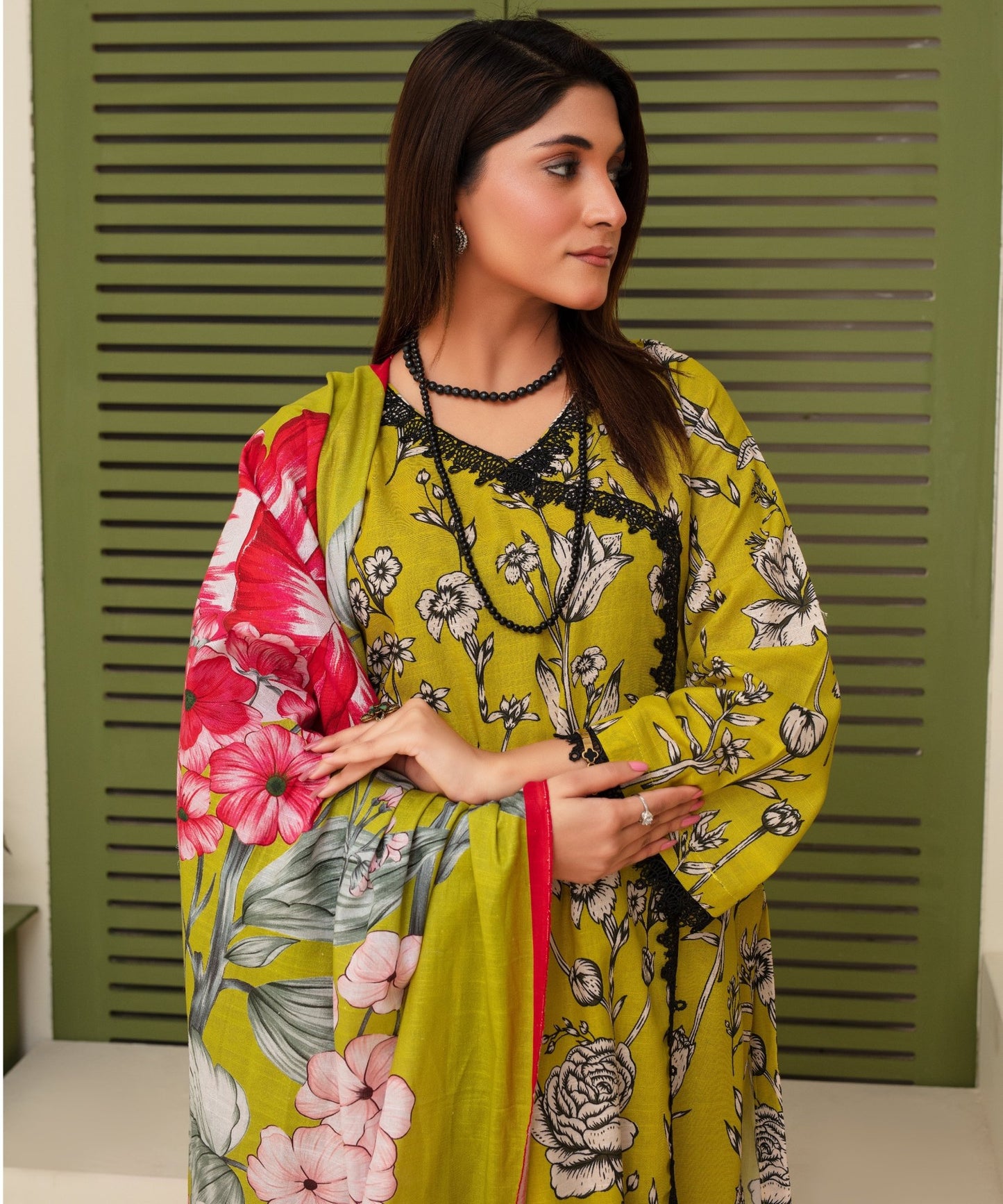 CREATION KHADDAR 3PC WITH KHADDAR PRINTED SHIRT & TROUSER-902 - QQ