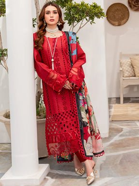 Dhanak-3PC Embroidered Shirt with Digital Printed Wool Shawl - 3160 - QQ