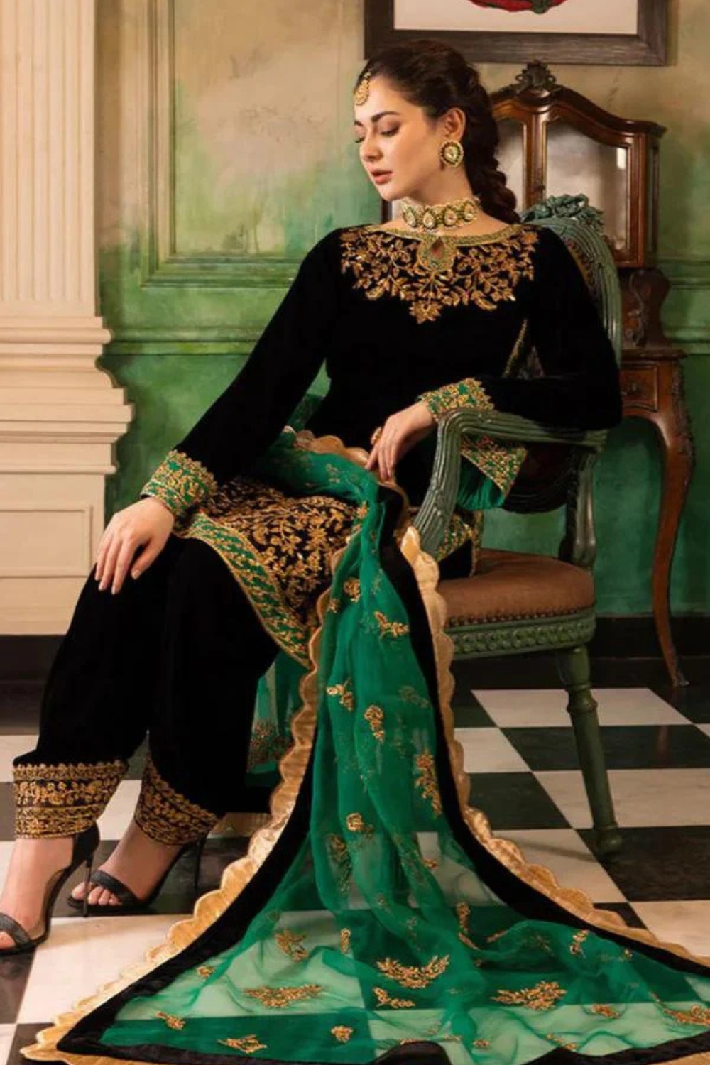 Zainab Chottani Velvet 3PC Embroidered JZ-953