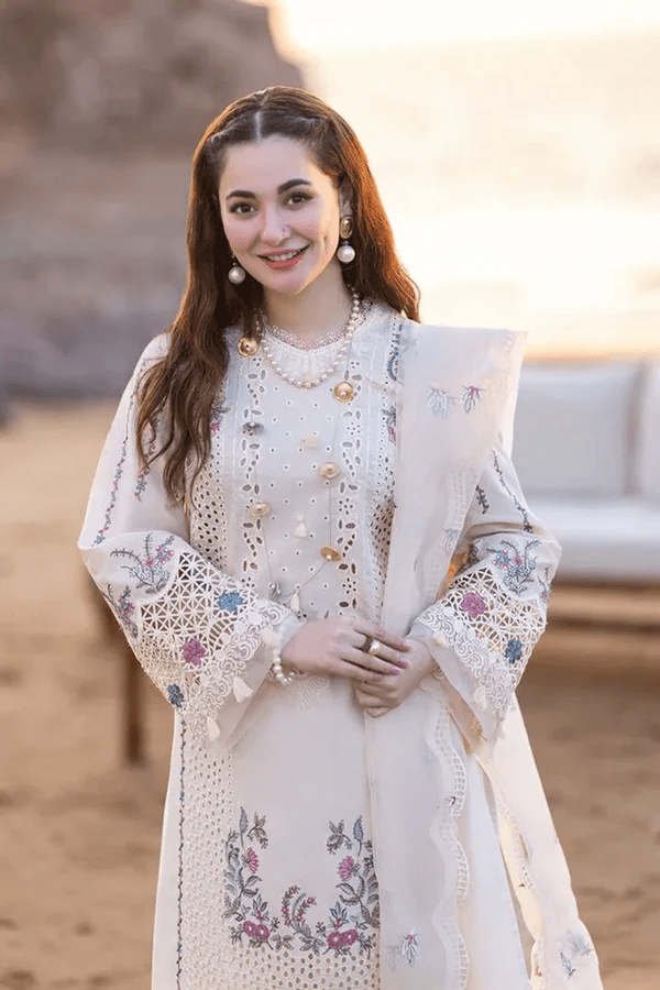 QALAMKAR 3PC Lawn Embroidered Shirt With Organza Embroidered Dupatta- 5013 - QQ