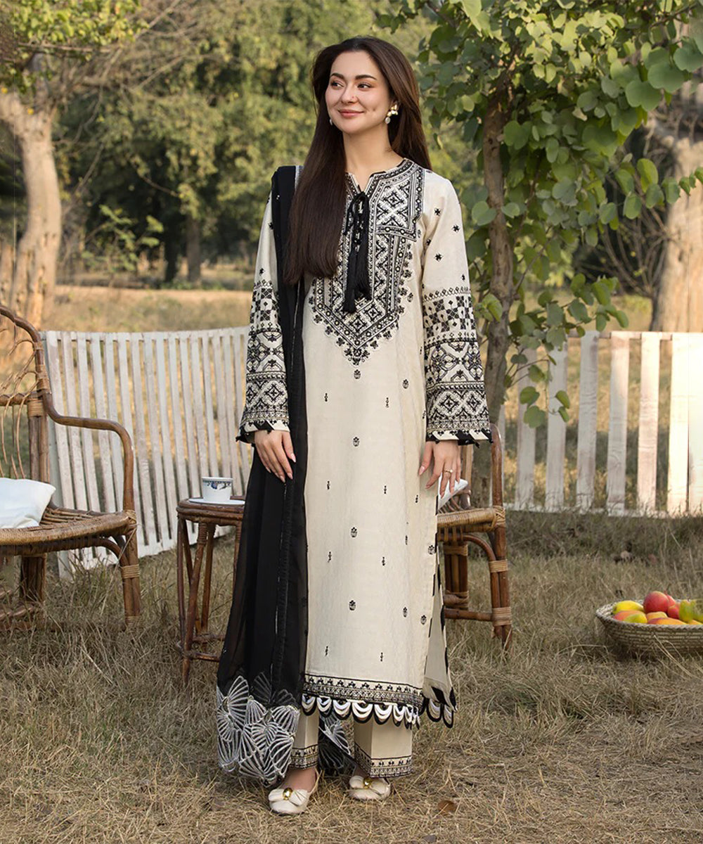 Lawn-3PC Embroidered Shirt with Organza Embroidered Dupatta-5166