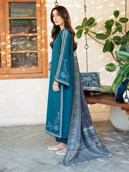 3PC Lawn Embroidered Shirt With Digital Printed Jacquard Dupatta-5080 - QQ