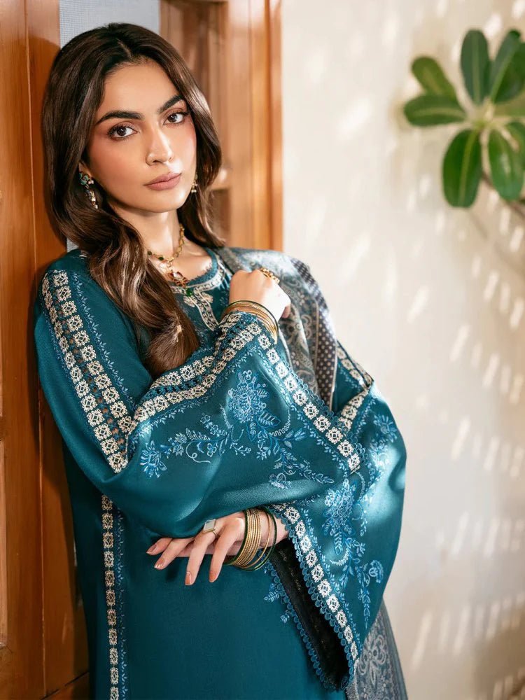 3PC Lawn Embroidered Shirt With Digital Printed Jacquard Dupatta-5080 - QQ