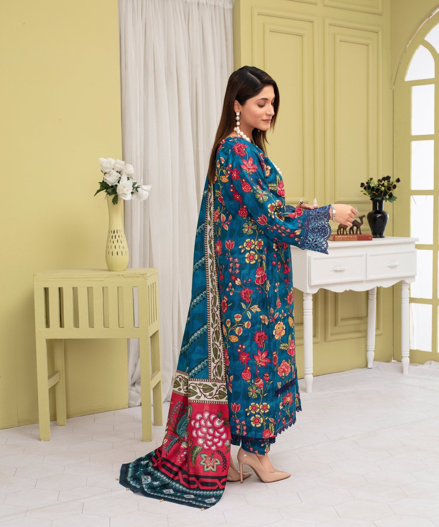 CREATION KHADDAR 3PC WITH KHADDAR PRINTED SHIRT & TROUSER-905 - QQ
