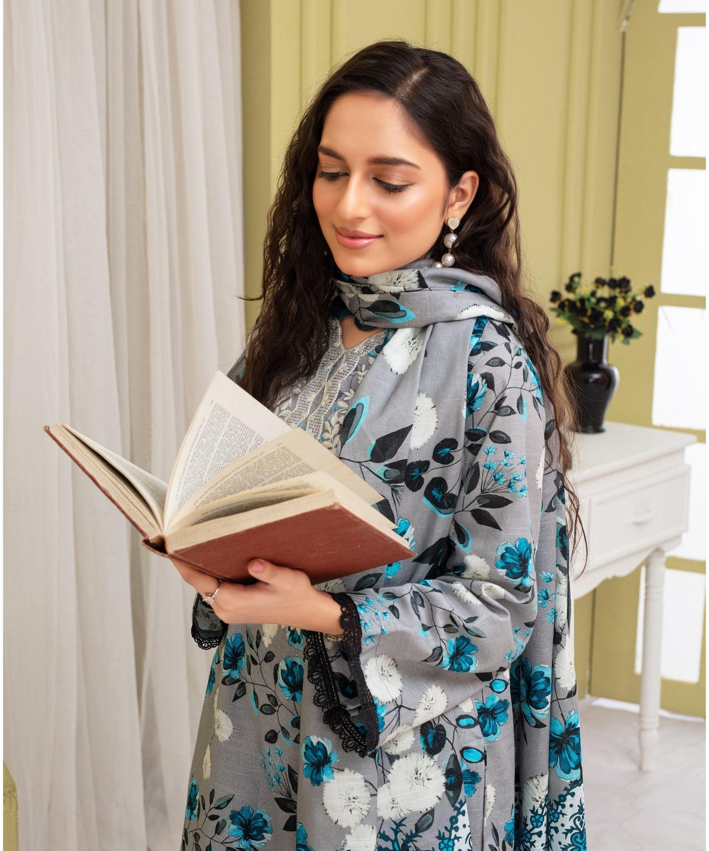 CREATION KHADDAR 3PC WITH KHADDAR PRINTED SHIRT & TROUSER-916 - QQ