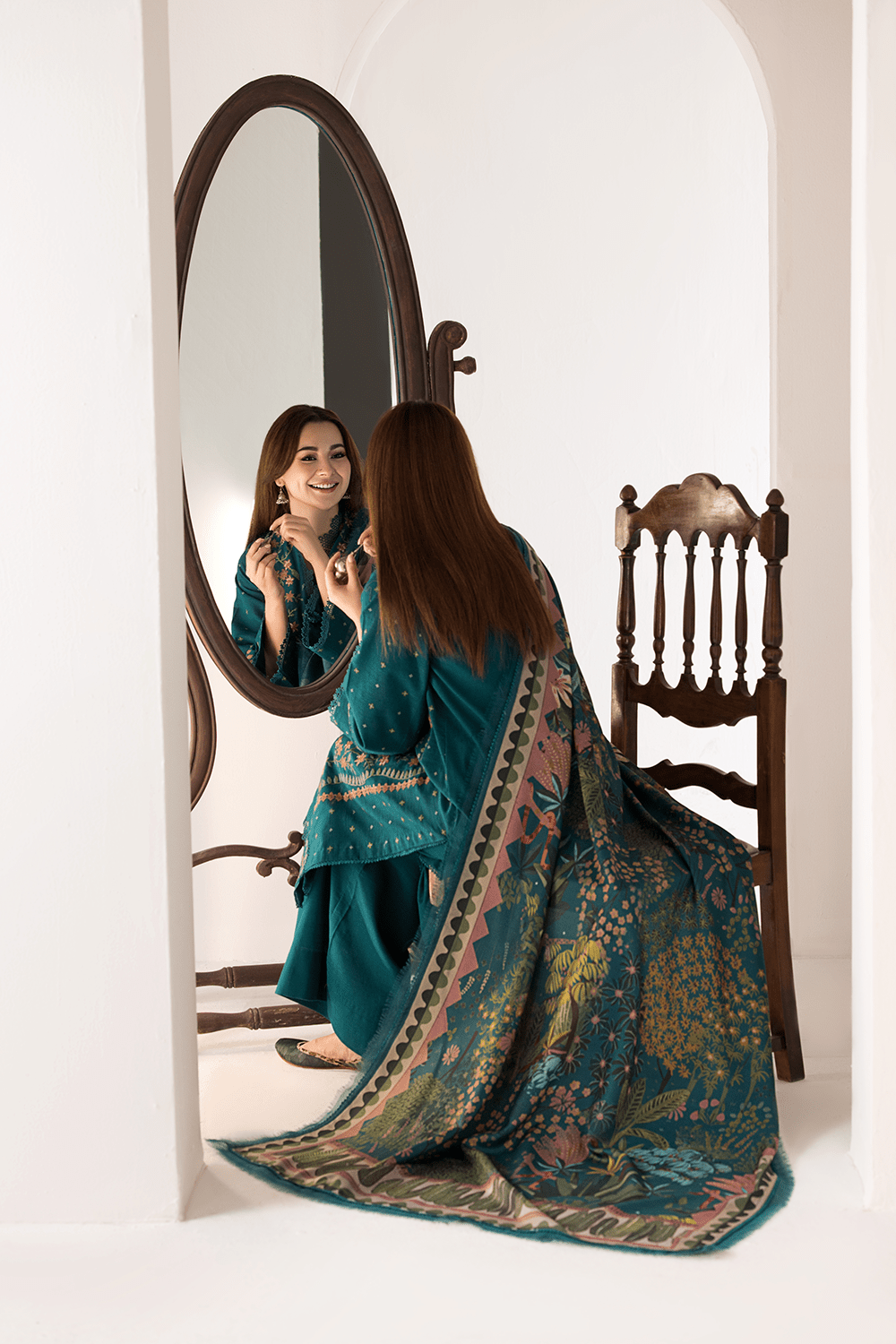 3PC LAWN EMBROIDERED SHIRT WITH DIGITAL PRINTED JACQUARD DUPATTA - 5026 - QQ