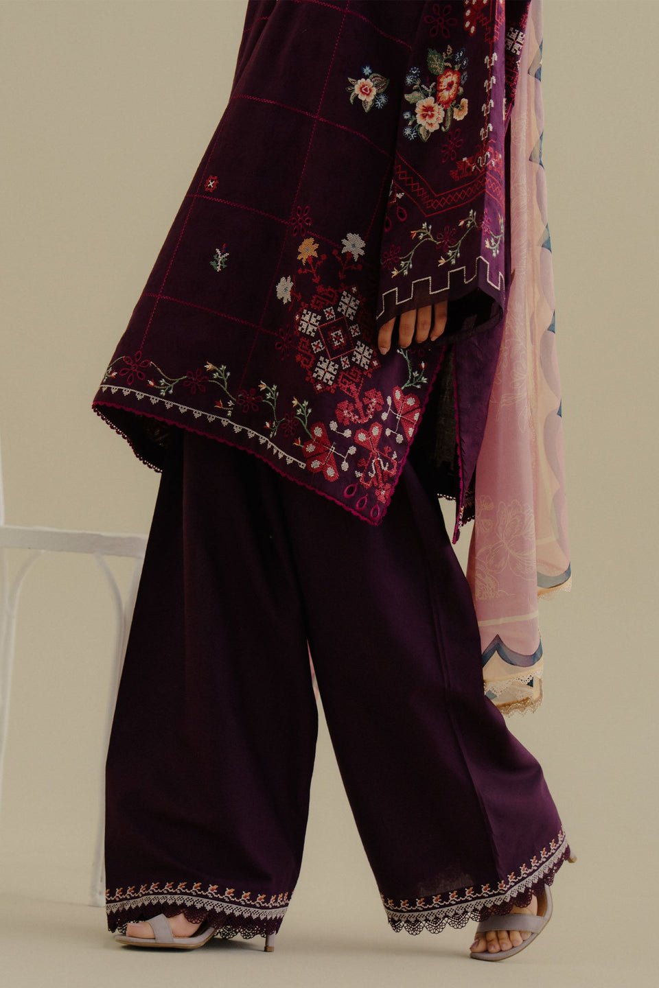 Lawn-3PC Embroidered Shirt with Digital Printed Jacquard Dupatta-1406 - QQ
