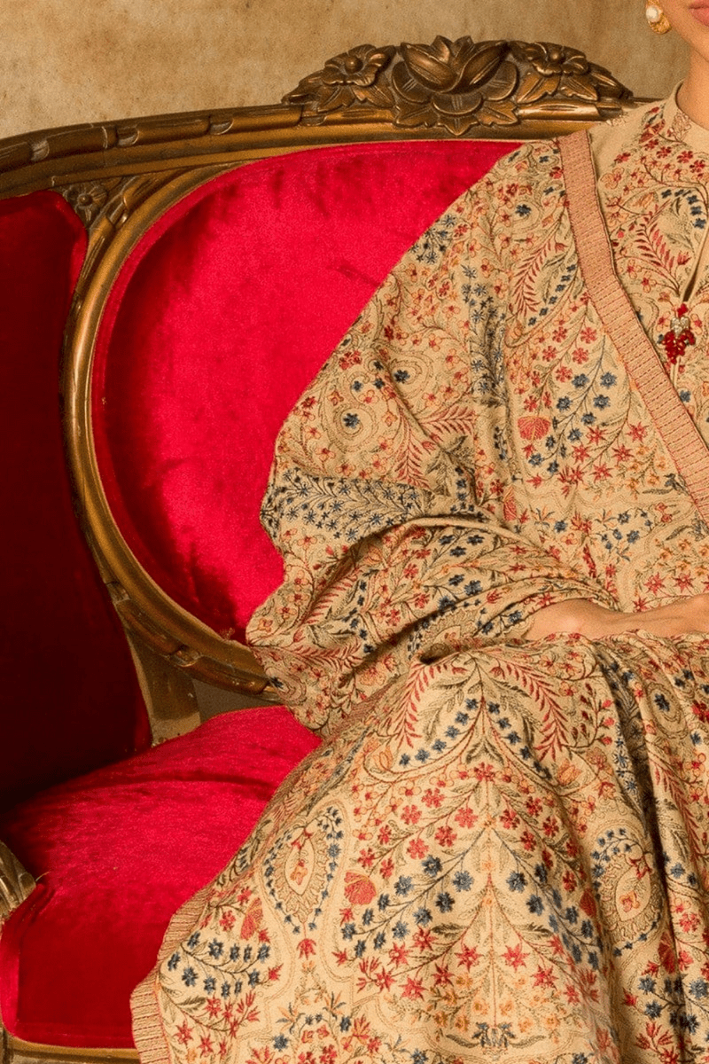 Dhanak-3PC Embroidered Shirt with Dhanak Embroidered Shawl- 590 - QQ