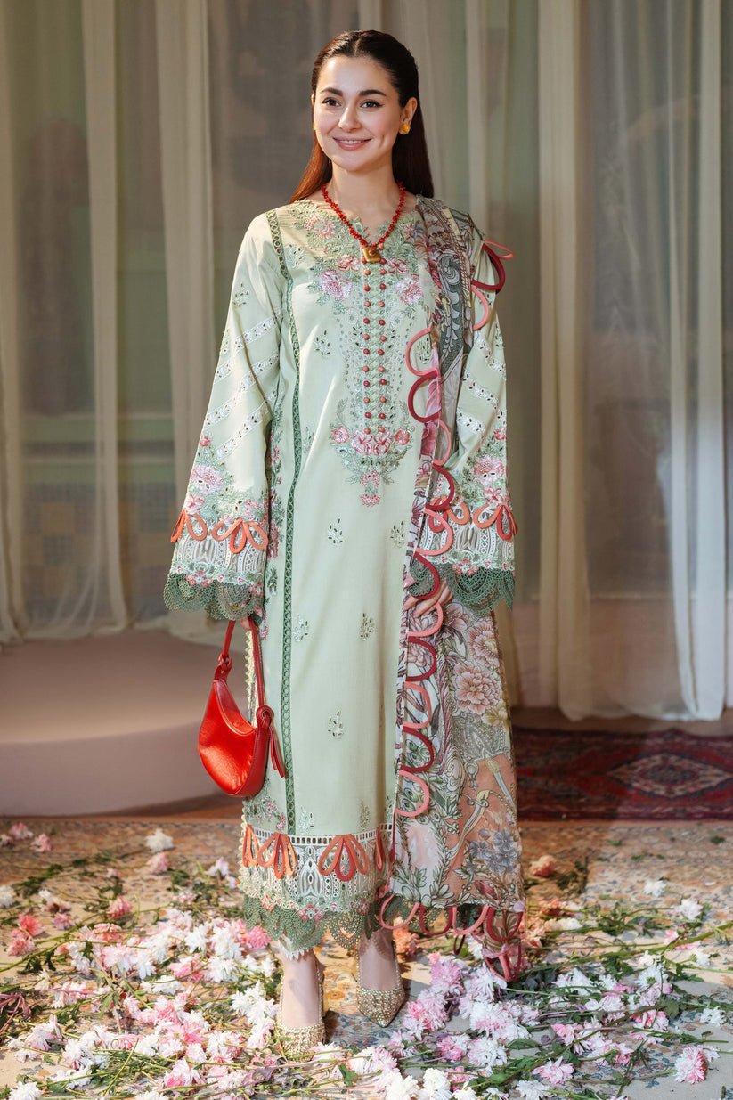Lawn-3PC Embroidered Shirt with Digital Printed Jacquard Dupatta-1428 - QQ