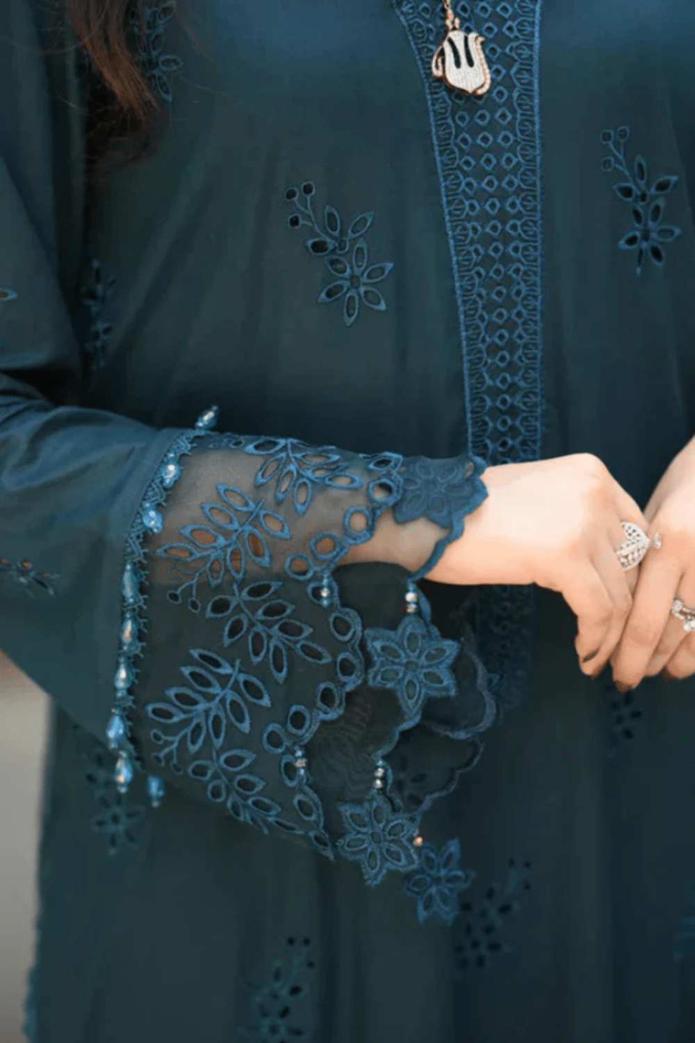 3PC Dhanak Embroidered Shirt with printed funcy dupatta -3438 - QQ