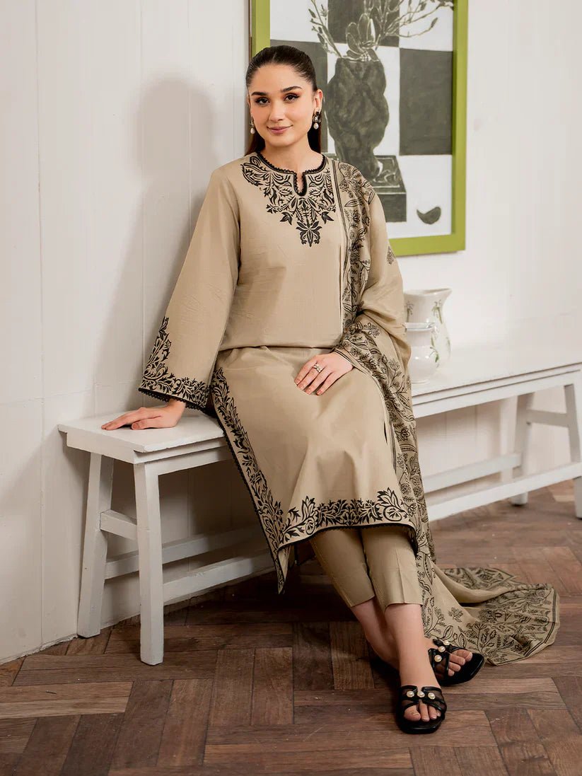 GRANEUT 3PC Dhanak Embroidered Shirt With Printed Dupatta-680 - QQ