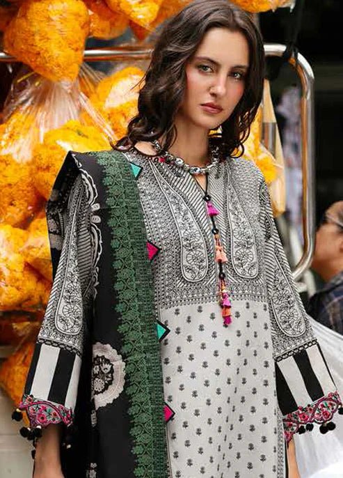 3PC LAWN PRINTED SHIRT WITH VOILE PRINTED DUAPTTA - 4013 - QQ