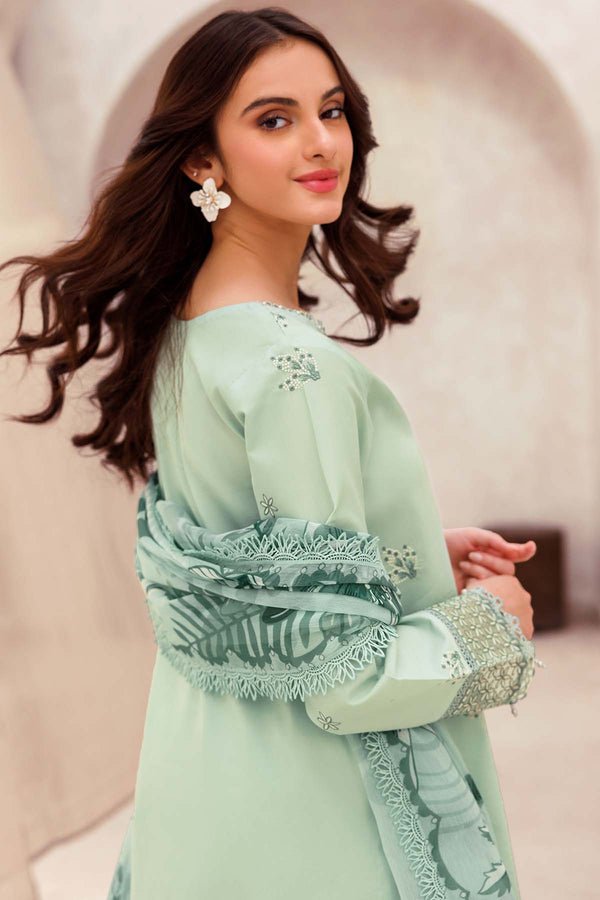 Dhanak-3PC Embroidered Shirt with Digital Printed Wool Shawl - 3279 - QQ