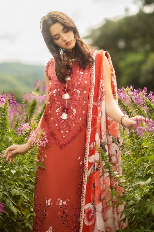 Lawn-3PC Embroidered Shirt with Digital Printed Jacquard Dupatta-1175 - QQ