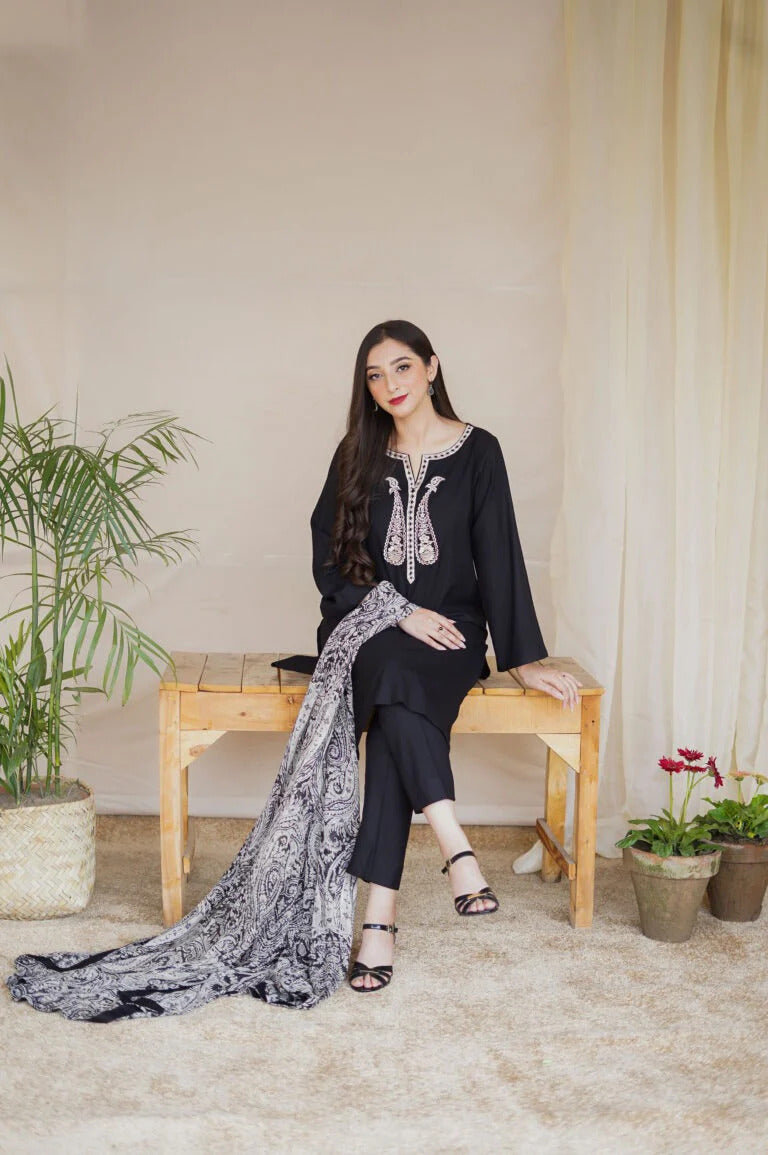 Assling 3 Piece Dhanak Embroidered AS-15B