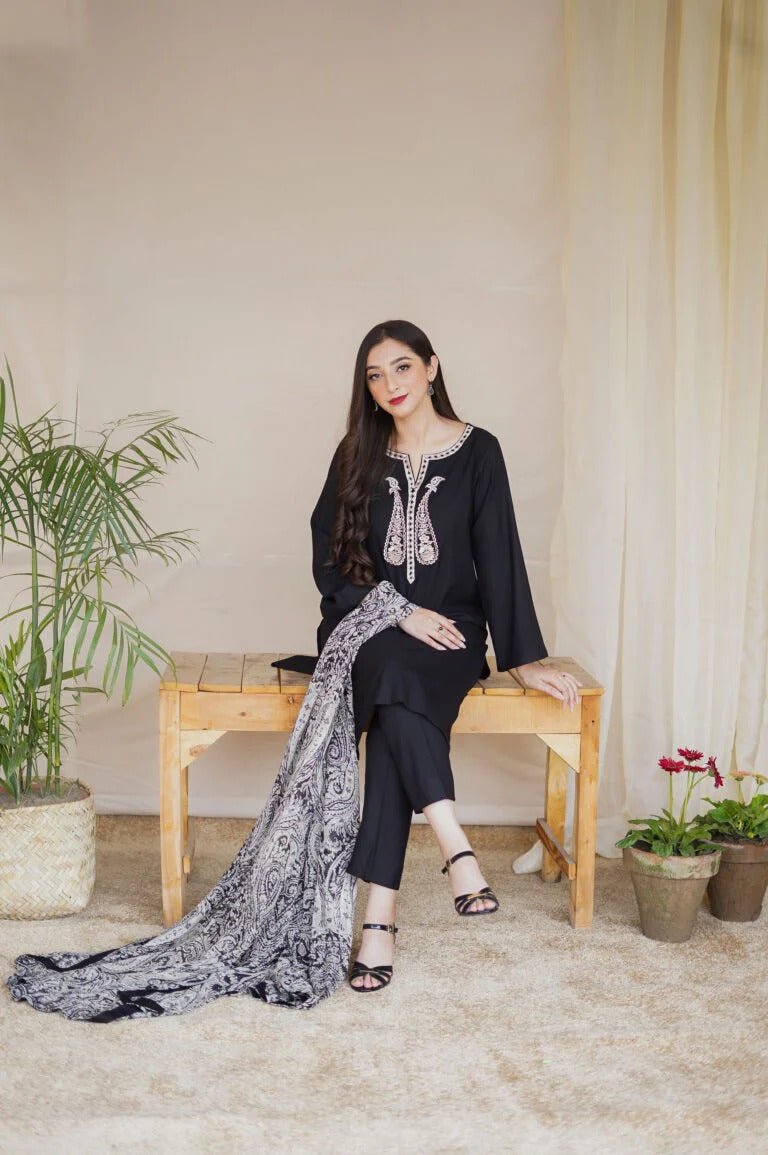 Assling 3 Piece Dhanak Embroidered AS-15B - QQ