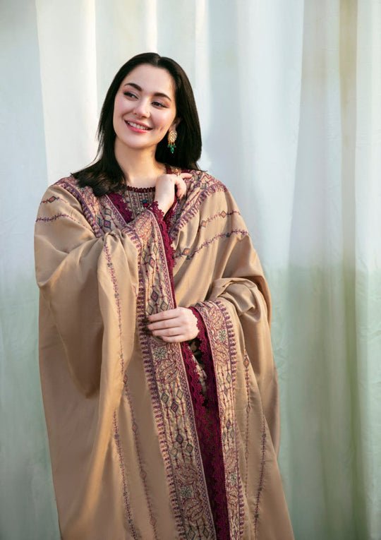Dhanak-3PC Embroidered Shirt with Dhanak Embroidered Dupatta-3448 - QQ