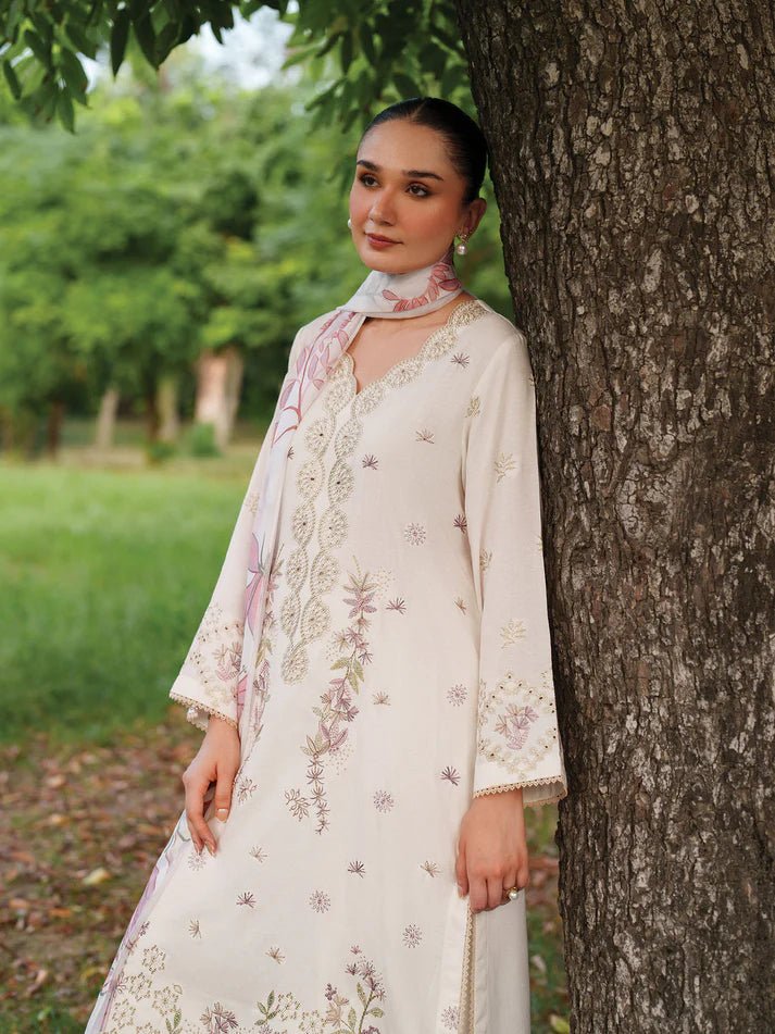 Lawn-3PC Embroidered With Digital Printed Jacquard Dupatta-5158 - QQ