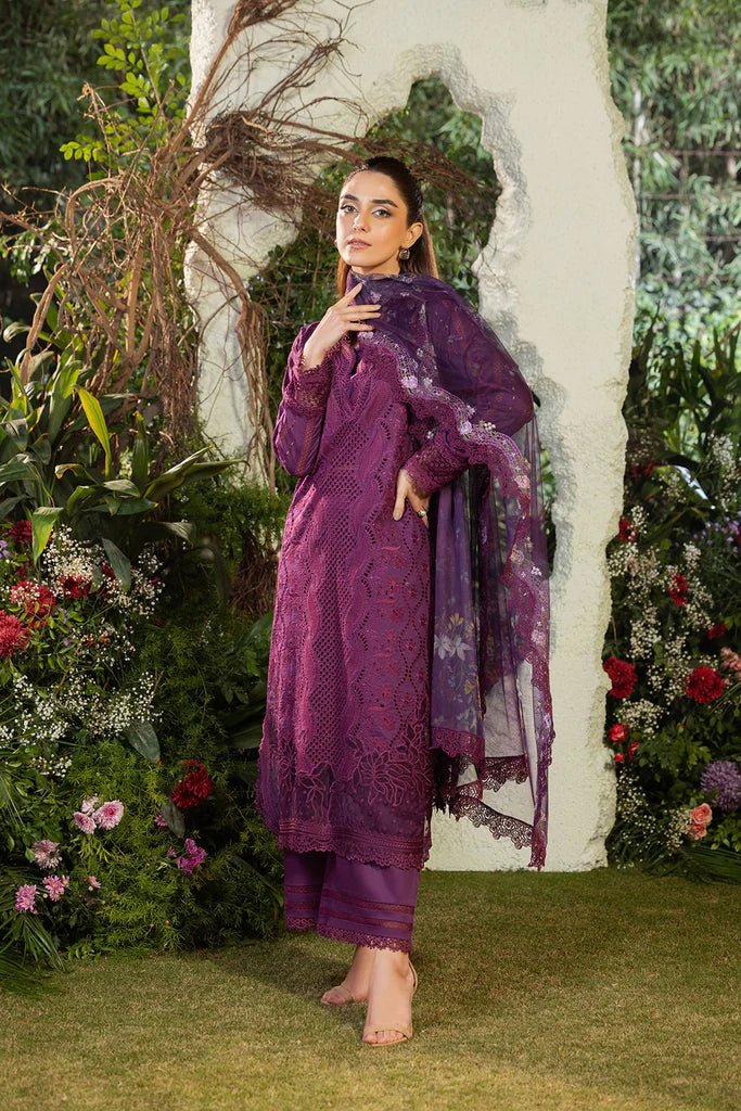 Dhanak-3PC Embroidered Shirt with Organza Digital Printed Embroidered Dupatta- 3381 - QQ