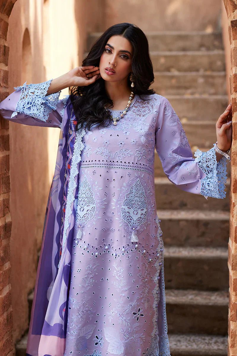 MUSHQ Dhanak 3PC Chekankari Embroidered With Digital Printed Wool Shawl-109 - QQ