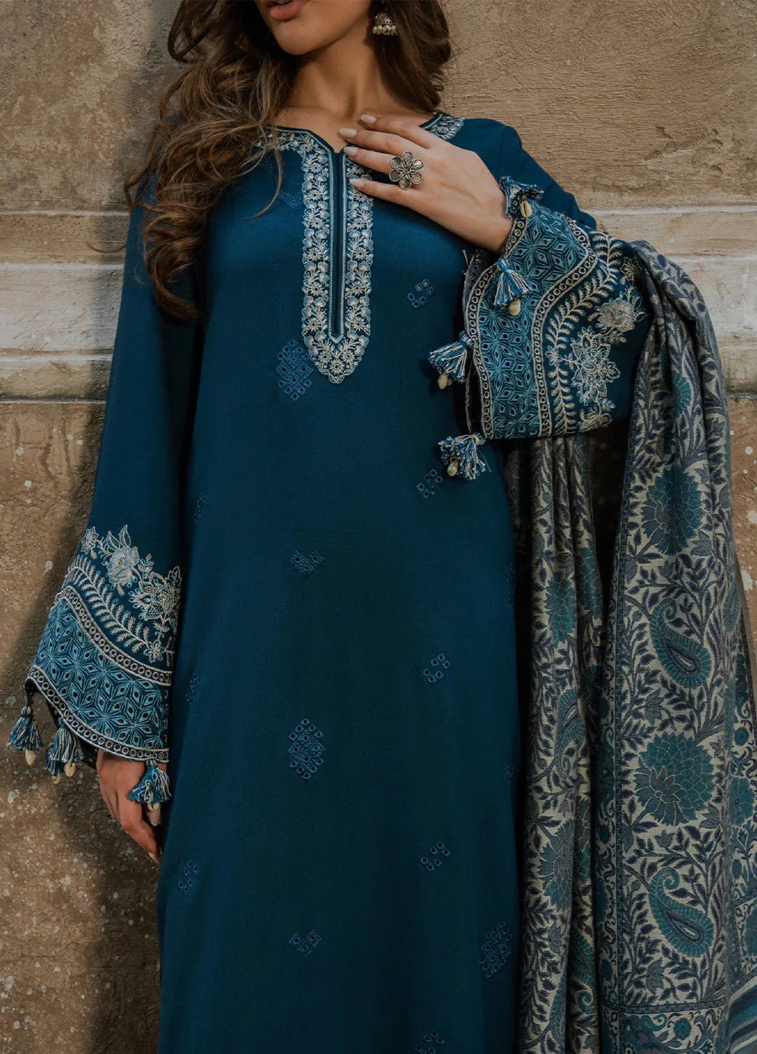 Lawn-3PC Embroidered Shirt with Digital Printed Jacquard Dupatta-5055 - QQ