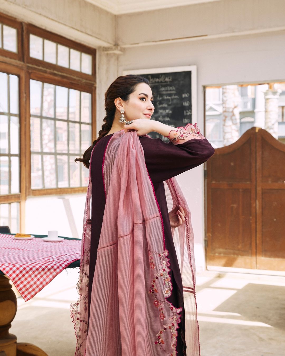 Dhanak-3PC Embroidered Shirt with Organza Embroidered Dupatta- 3420 - QQ
