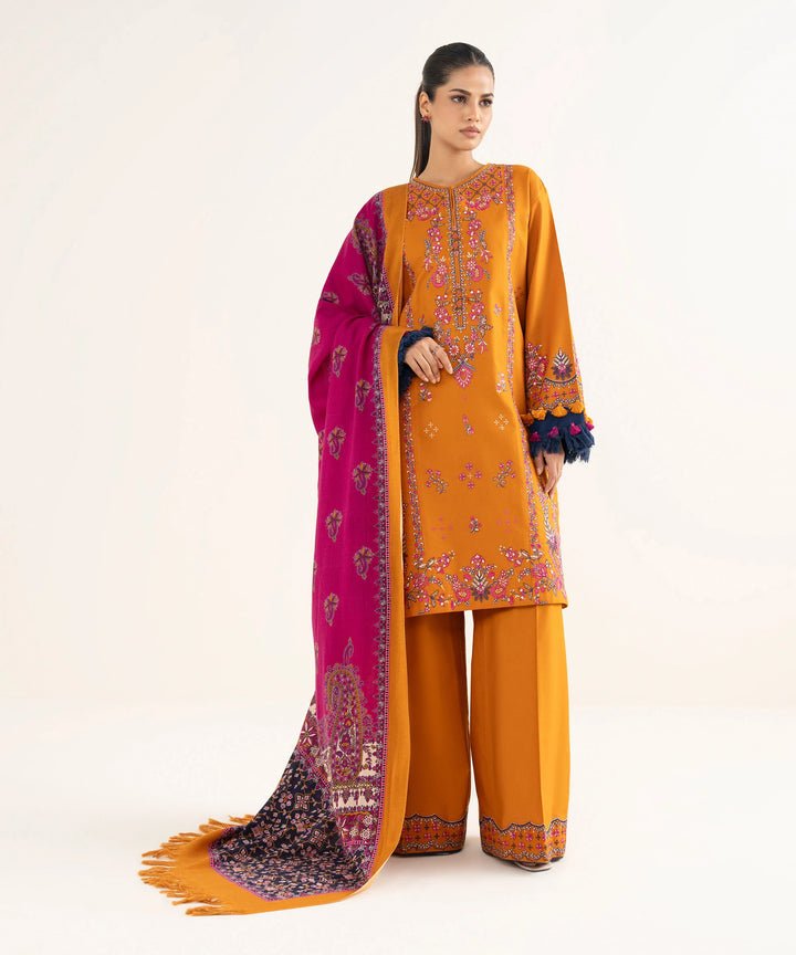 Lawn-3PC Embroidered with Digital Printed Jacquard Dupatta-5126 - QQ