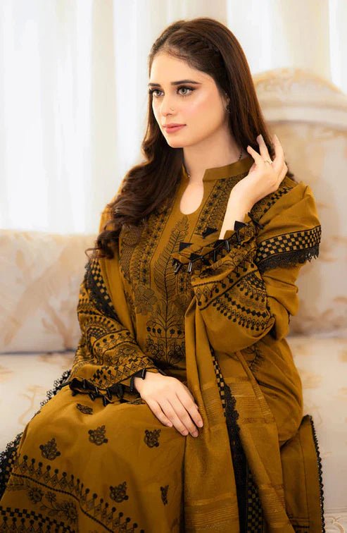 Lawn-3PC Embroidered Shirt with Embroidered Cotton Net Dupatta -5106 - QQ