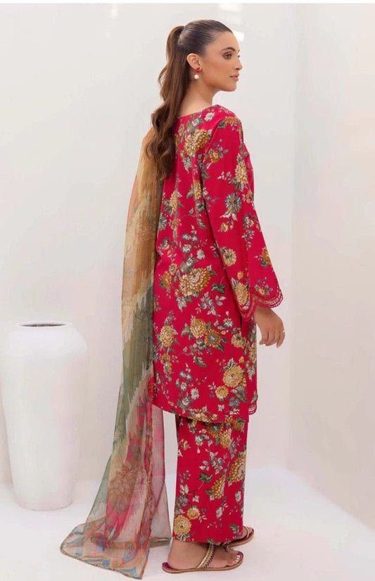 3PC Lawn Printed Shirt With Digital Printed Dupatta-1612 - QQ