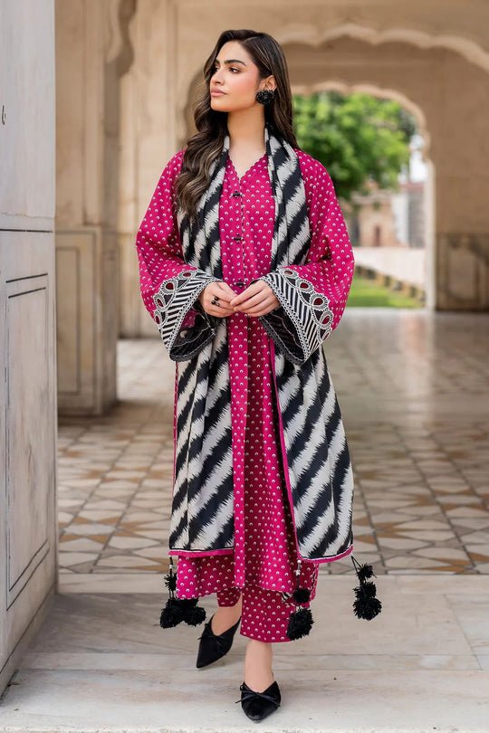 BAROQUE 3PC KARANDI PRINTED SHIRT WITH KARANDI PRINTED DUAPTTA AND TROUSER-829 - QQ