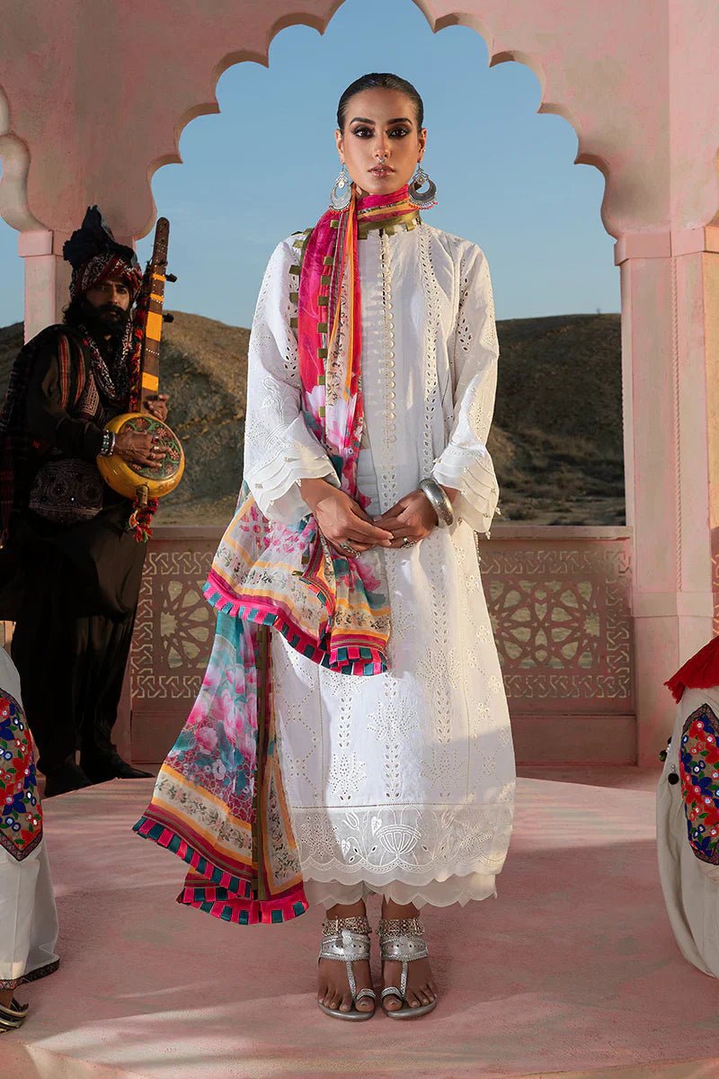 Warda Saleem Dhanak 3PC Chikankari Embroidered With Digital Printed Wool Shawl-104 - QQ