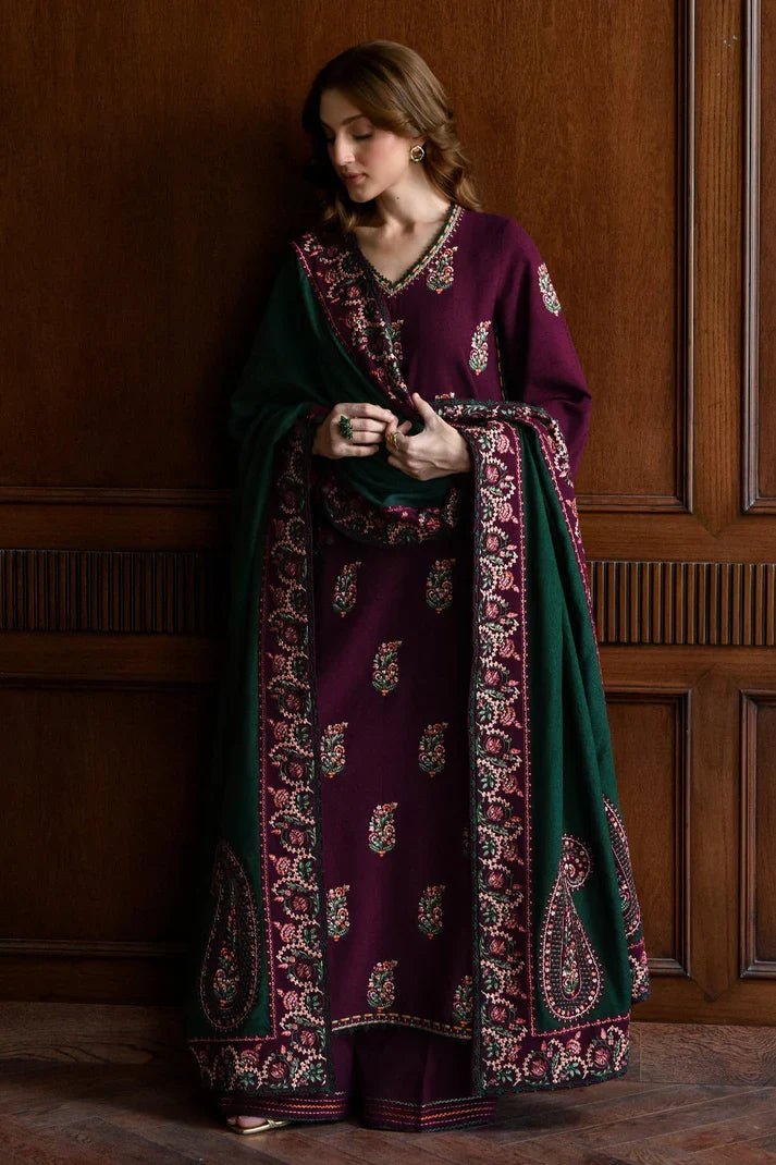 Dhanak 3PC Embroidered Shirt with Dhanak Embroidered Dupatta-3563 - QQ