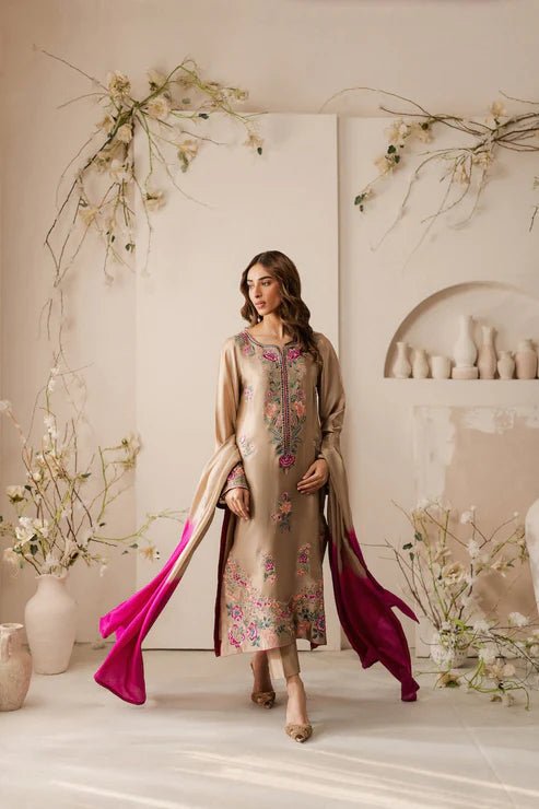 Lawn-3PC Embroidered Shirt with Chiffon Tie Dye Dupatta- 5105 - QQ