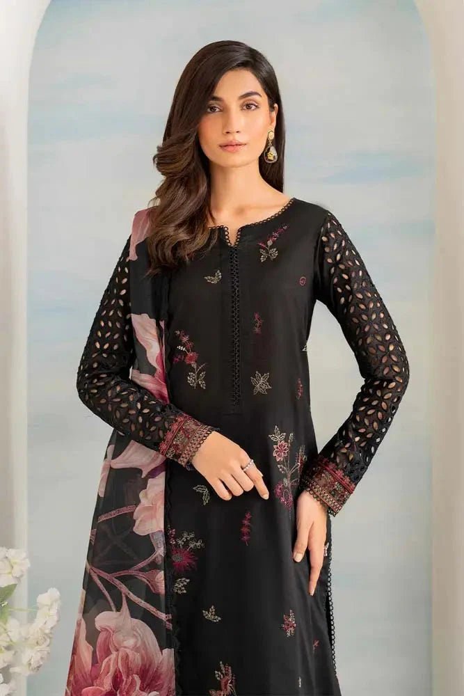 Lawn-3PC Embroidered with Digital Printed Jacquard Dupatta-5074 - QQ