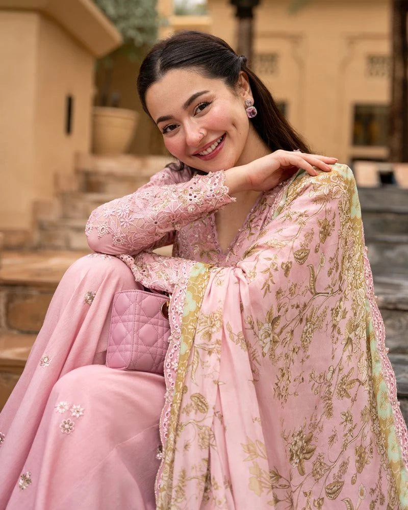 Lawn-3PC Chikankari Embroidered Shirt With Chiffon Printed Dupatta-5260