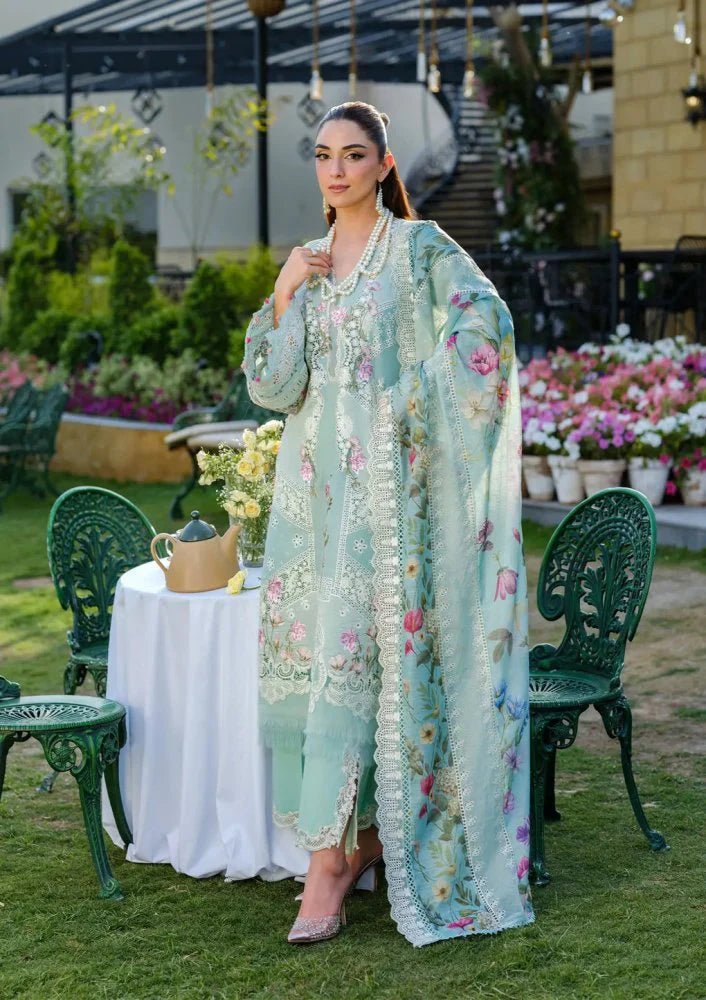Lawn-3PC Chikankari Embroidered Shirt With Khadi Net Embroidered Dupatta-5317 - QQ