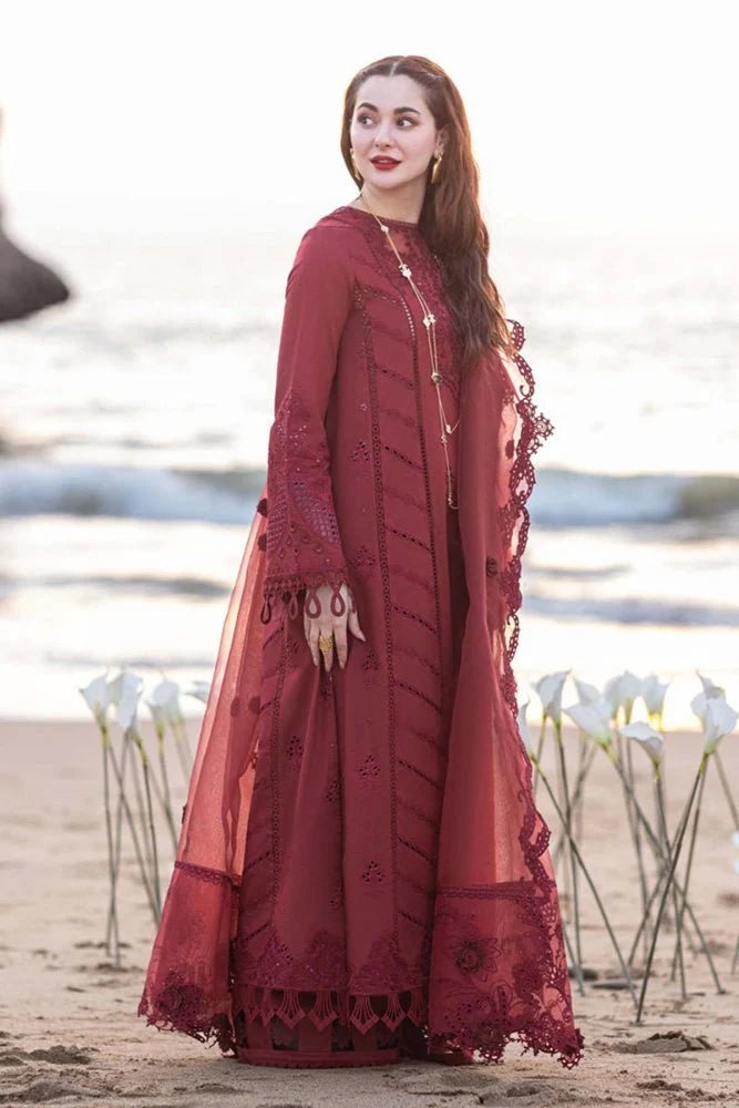 Lawn-3PC Chikankari Embroidered Shirt With Khadi Net Embroidered Dupatta-5402 - QQ