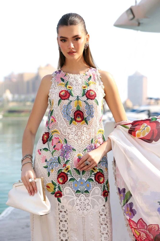 Lawn-3PC Chikankari Embroidered With Digital Printed Jacquard Dupatta-5304 - QQ