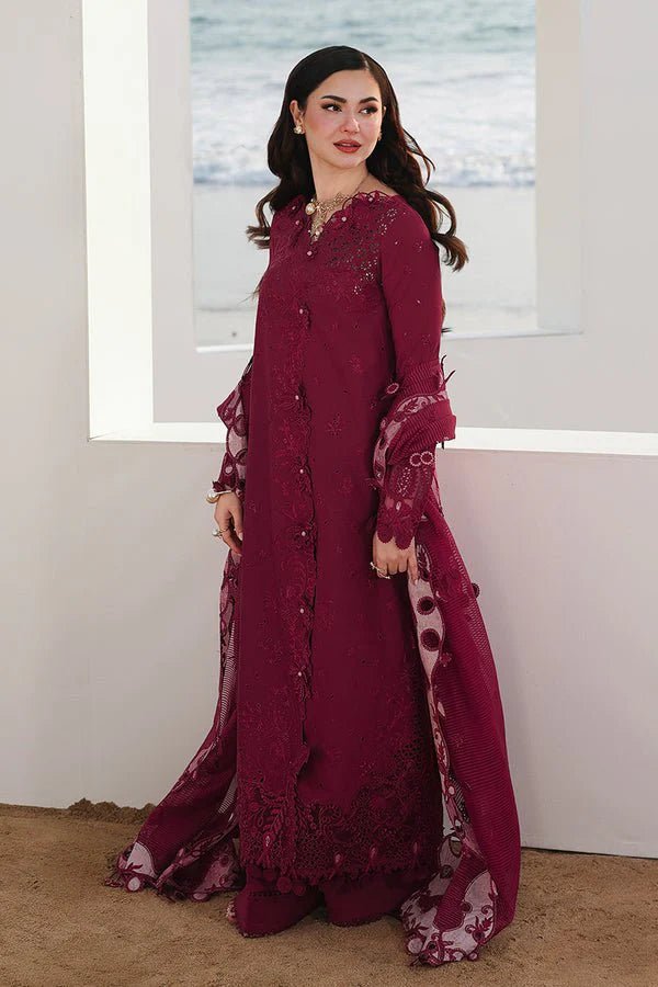 Lawn-3PC Chikankari Embroidered With Organza Embroidered Dupatta-5219 - QQ