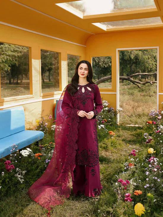 Lawn-3PC Embroidered Shirt With Khadi Net Embroidered Dupatta-5273 - QQ