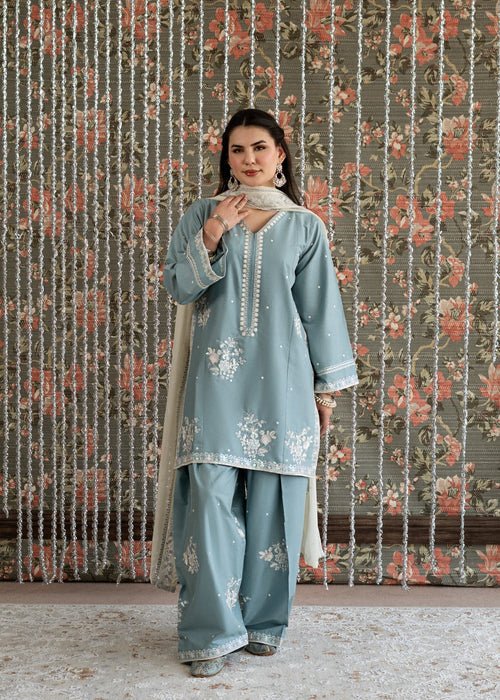 Lawn-3PC Embroidered Shirt With Khadi Net Embroidered Dupatta-5313