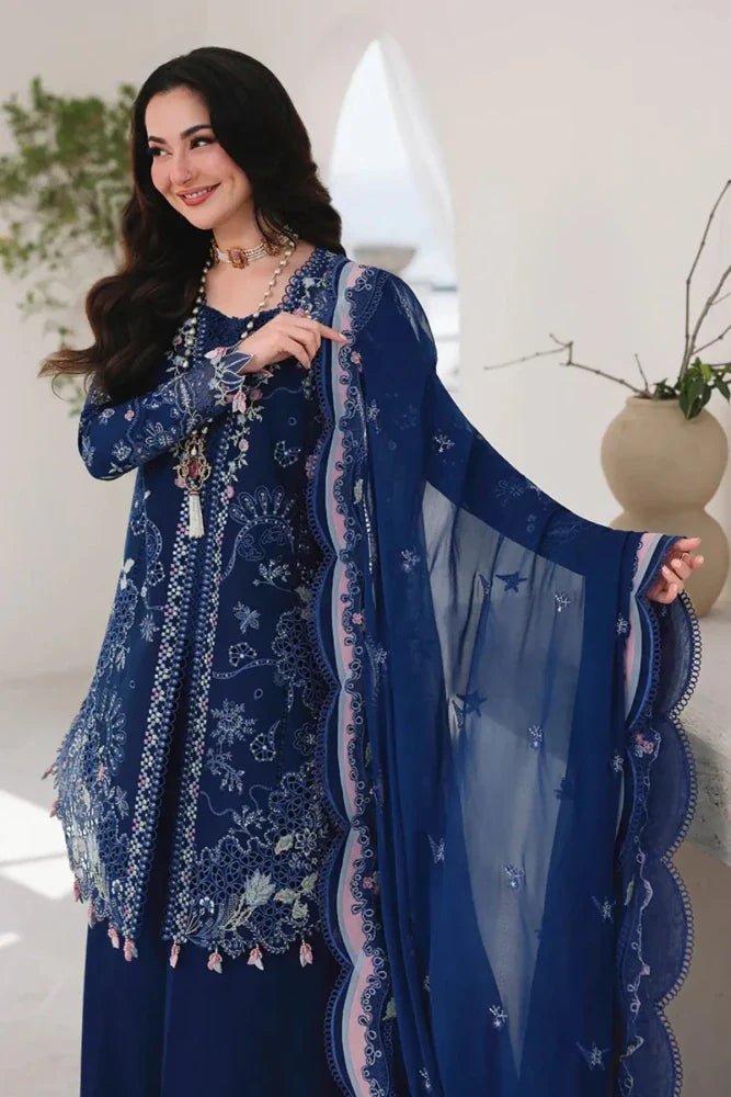 Lawn-3PC Embroidered Shirt with Organza Embroidered Dupatta - 5222 - QQ